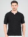 FEVERFEW Men Self Design Polo Neck Pure Cotton T-Shirt