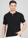 FEVERFEW Men Self Design Polo Neck Pure Cotton T-Shirt 