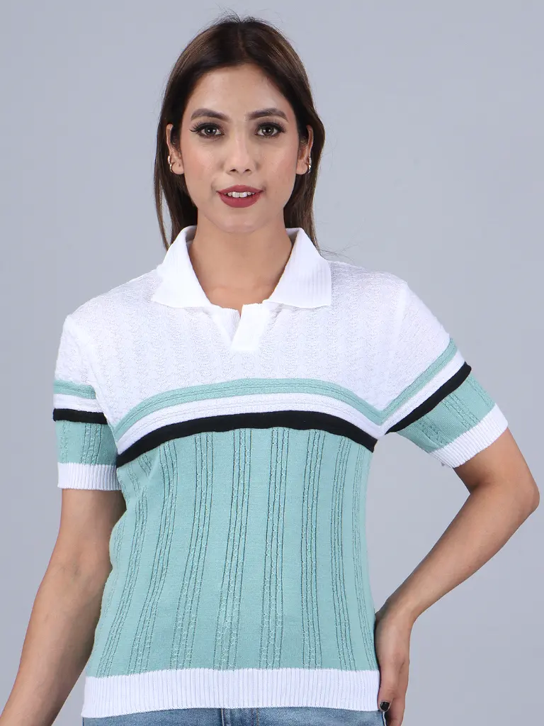 FEVERFEW Casual Cape Sleeves Solid, Self Design, Striped Women Top