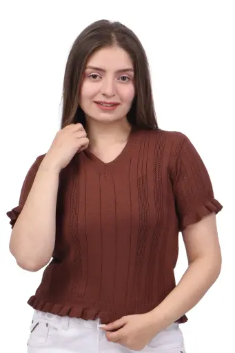 FEVERFEW Casual Cape Sleeves Solid, Self Design, Striped Women Top