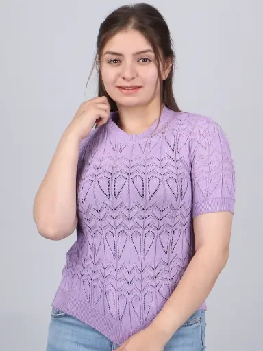 FEVERFEW Casual Cape Sleeves Solid, Self Design, Striped Women Top 