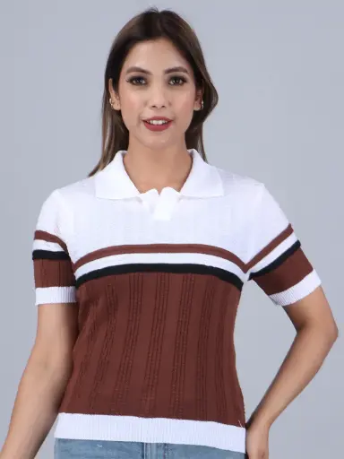 FEVERFEW Casual Cape Sleeves Solid, Self Design, Striped Women Top